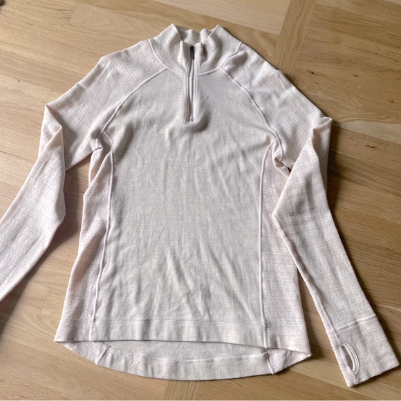 Dakini Womens Merino Wool 1/4 Zip Nordic Tan and light pink base layer Size XL - Picture 4 of 9